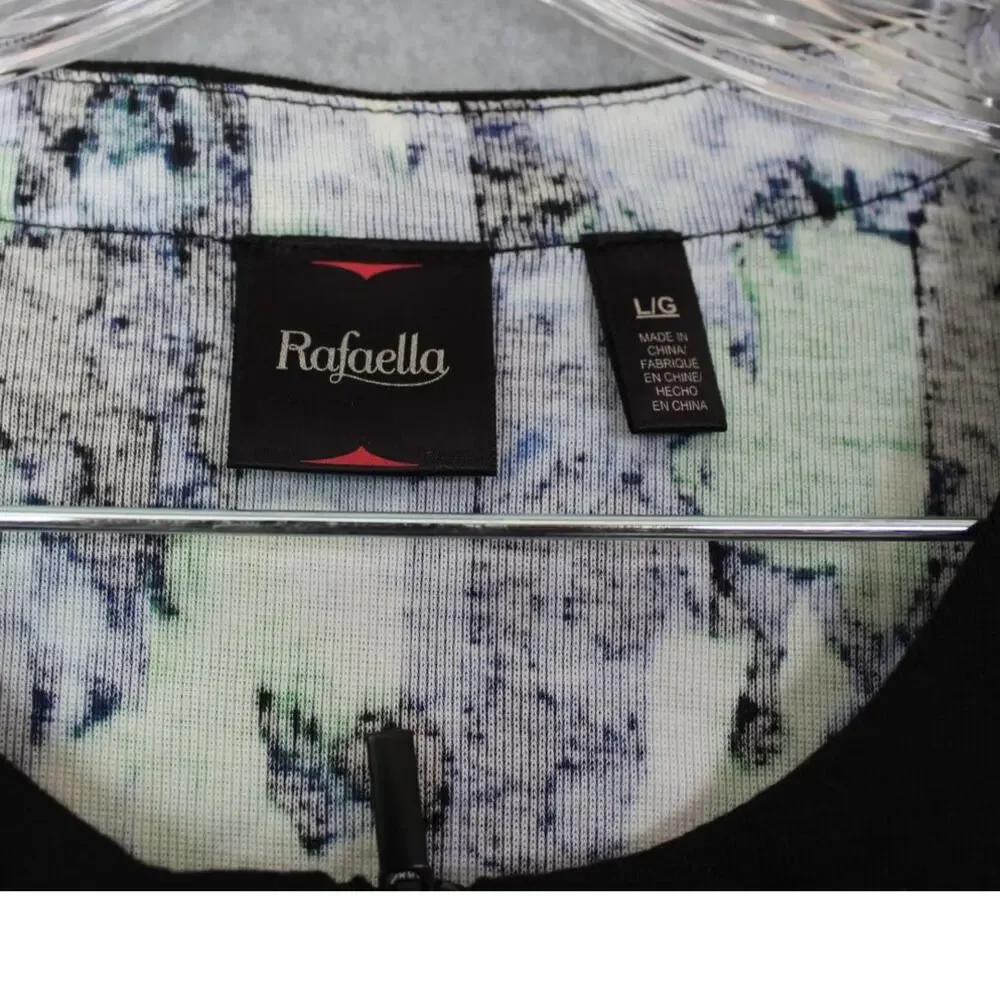Rafaella Womens Jacket Large Lotus Blossom Print St Tropez Blue‎ NWT